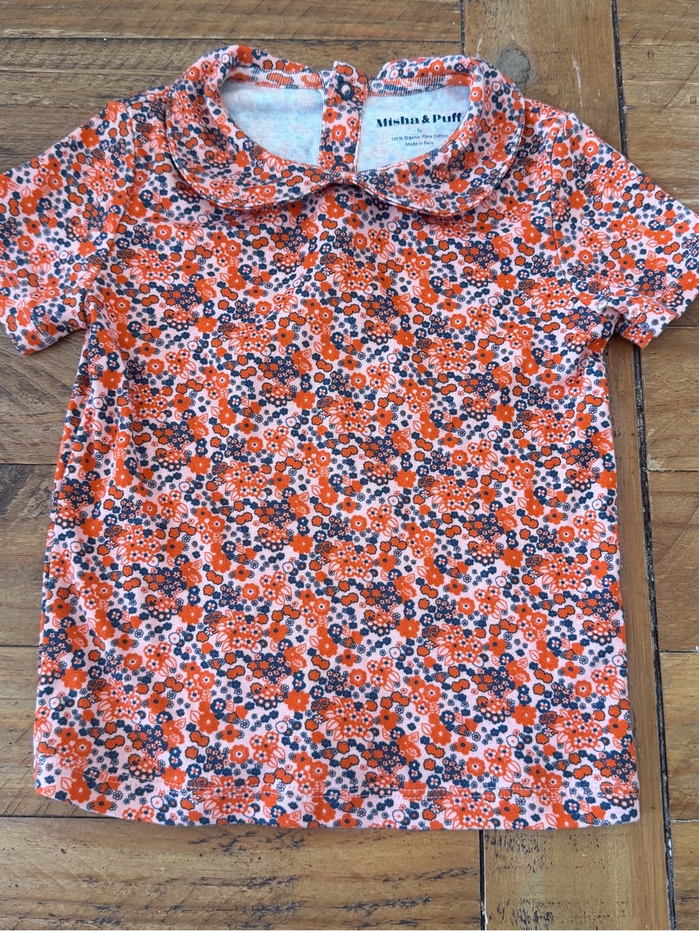 Misha And Puff Orange Floral Peter Pan Collar Tee
